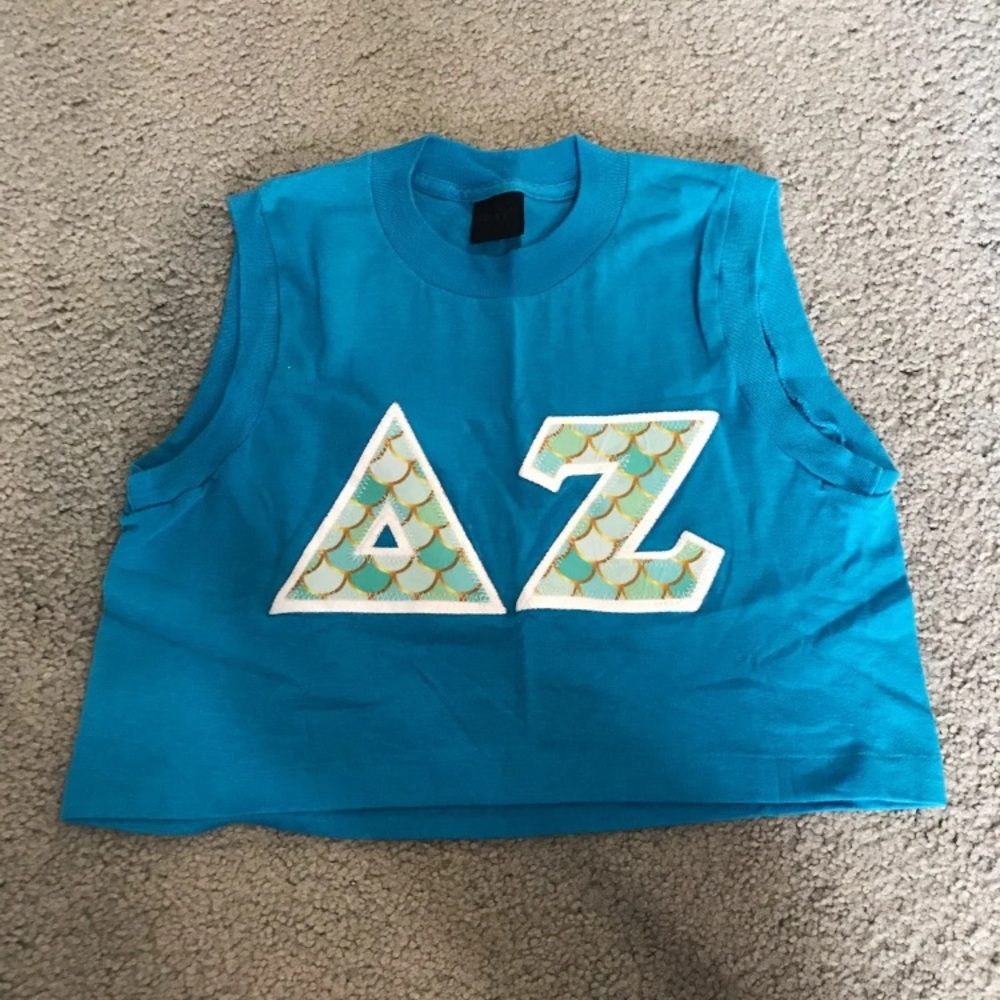 Crop Delta Zeta Stitched Letters